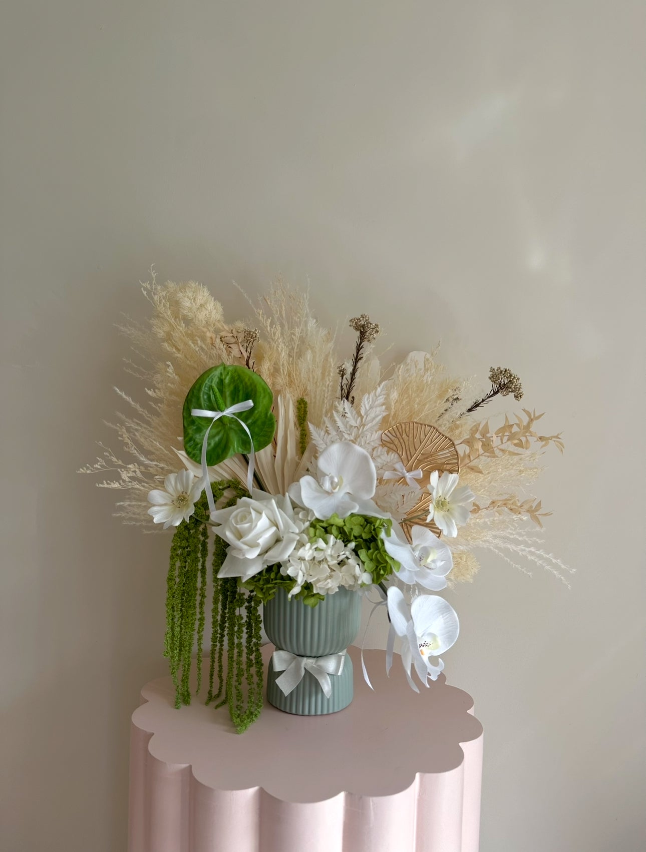Green and White Flower Arrangement