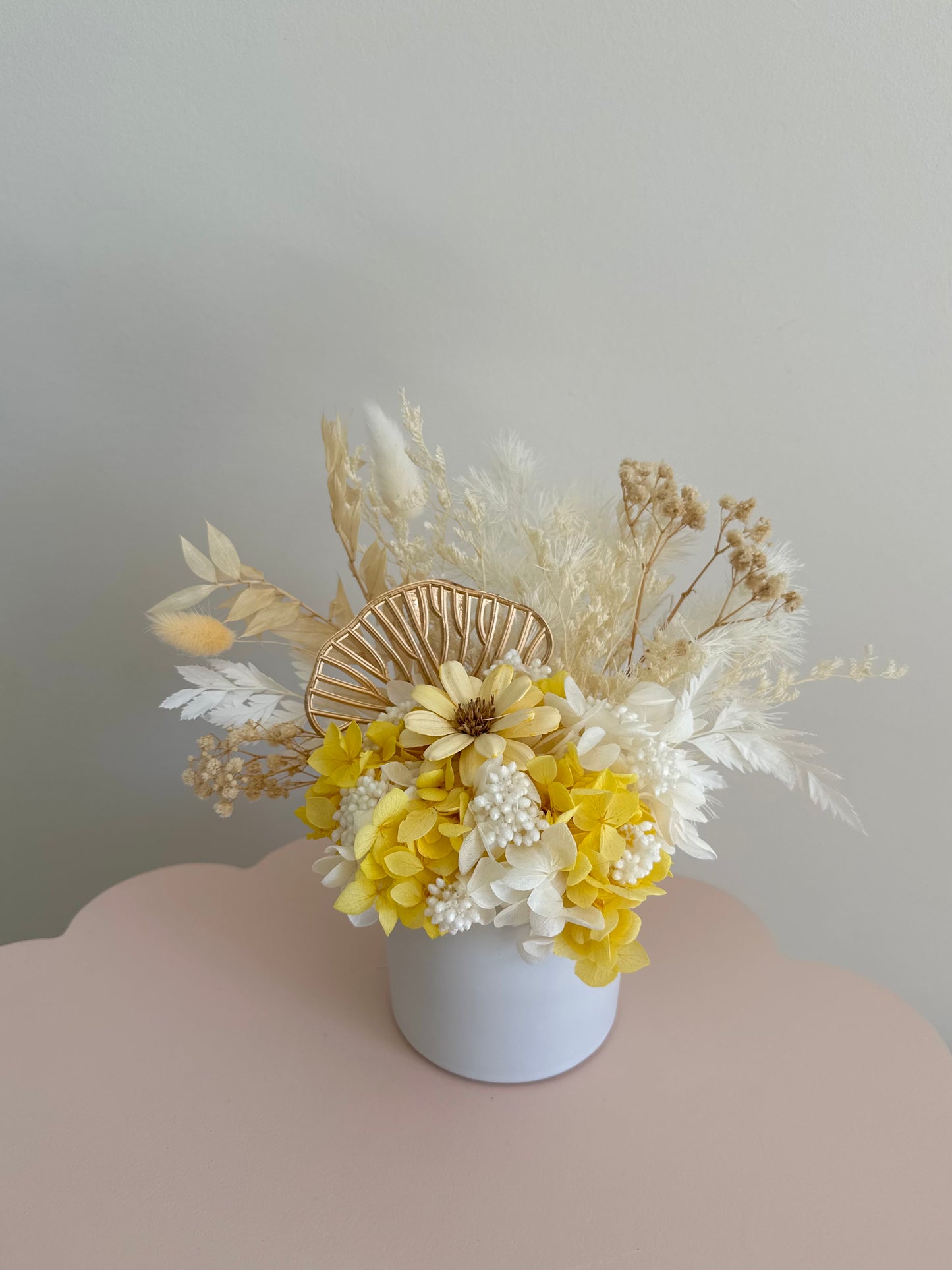 Mini Dried Flower Arrangement Yellow