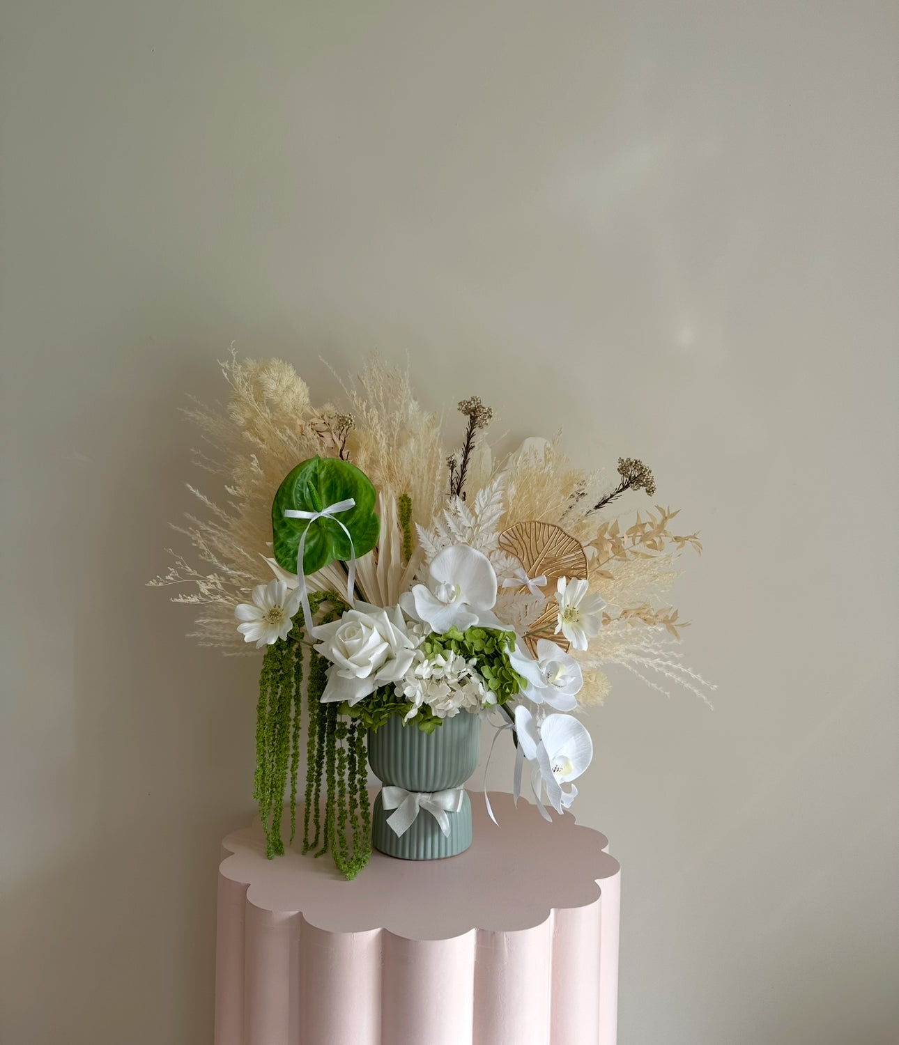 Green and White Flower Arrangement