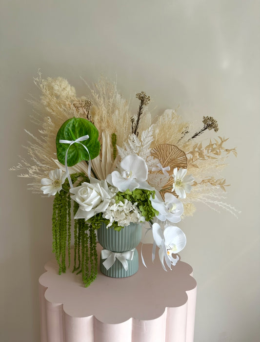 Green and White Flower Arrangement