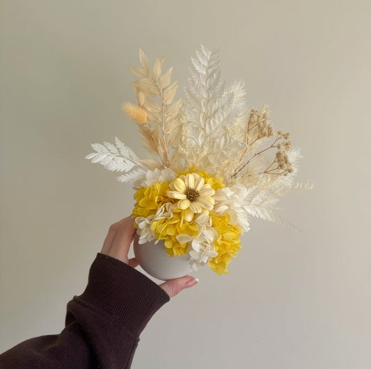 Mini Dried Flower Arrangement Yellow